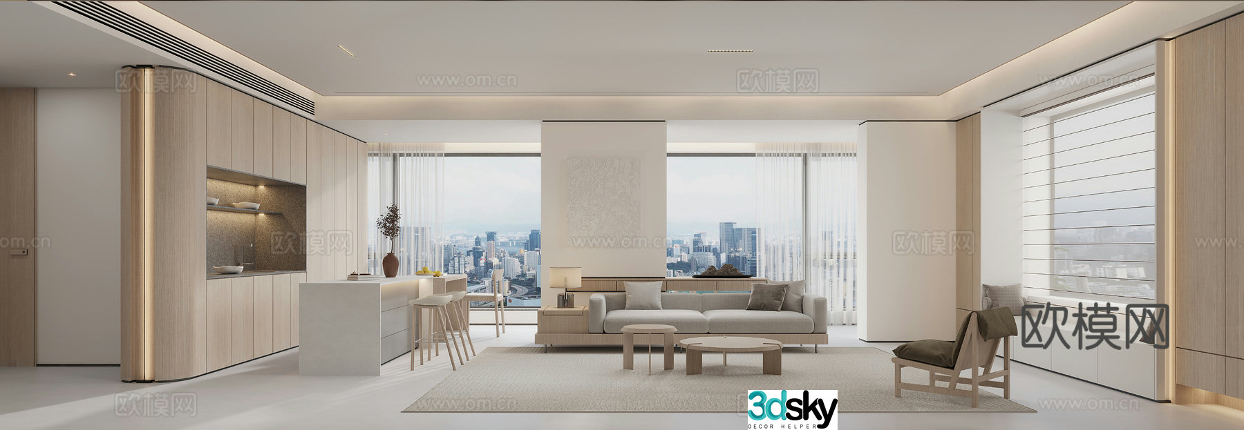 New Chinese style living and dining room 3D model