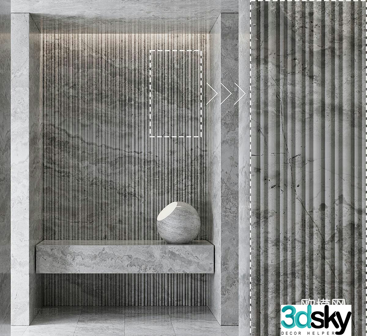 Modern marble background wall marble wall tiles arc marble parquet marble luxury stone 3d model