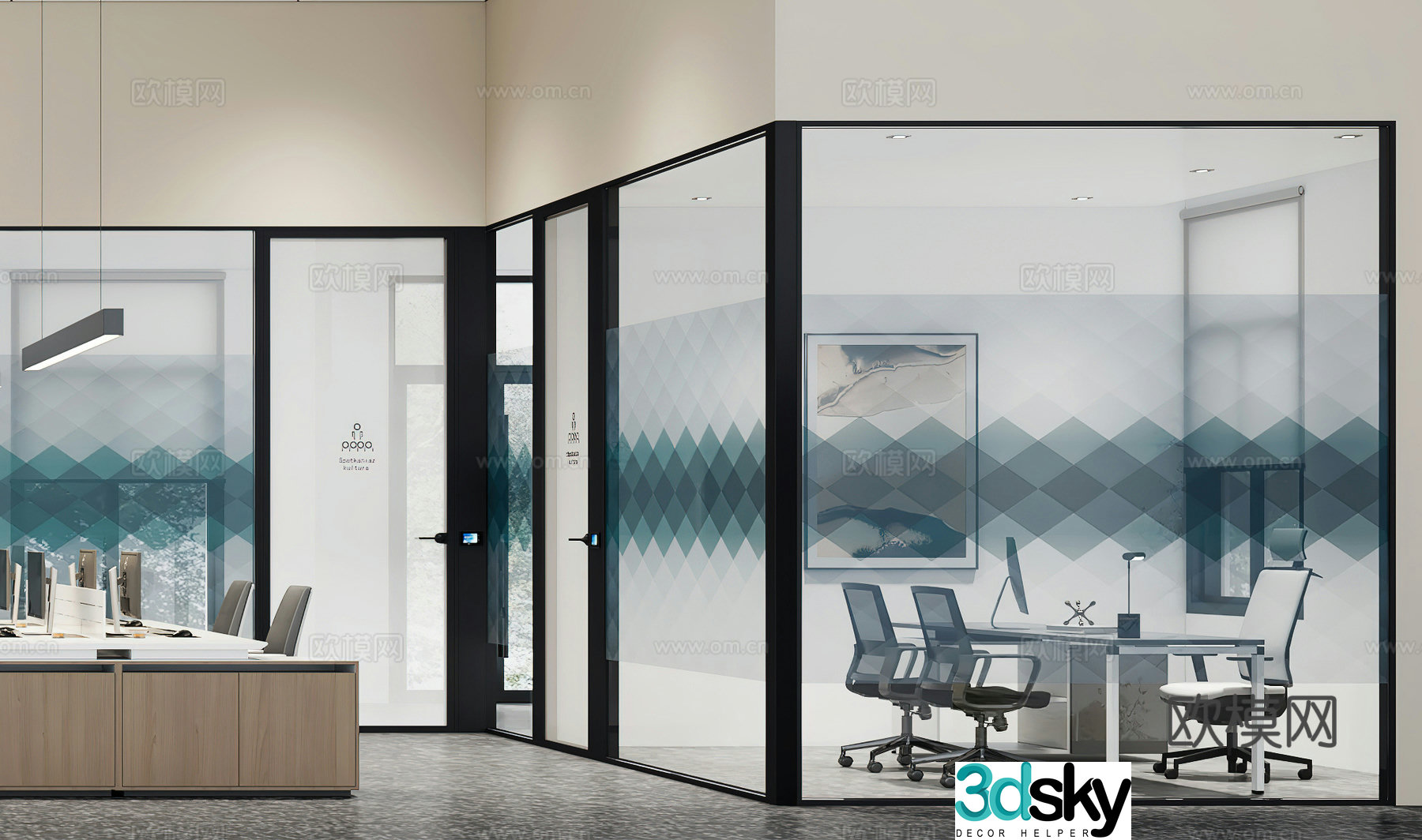 Modern public office area office 3d model