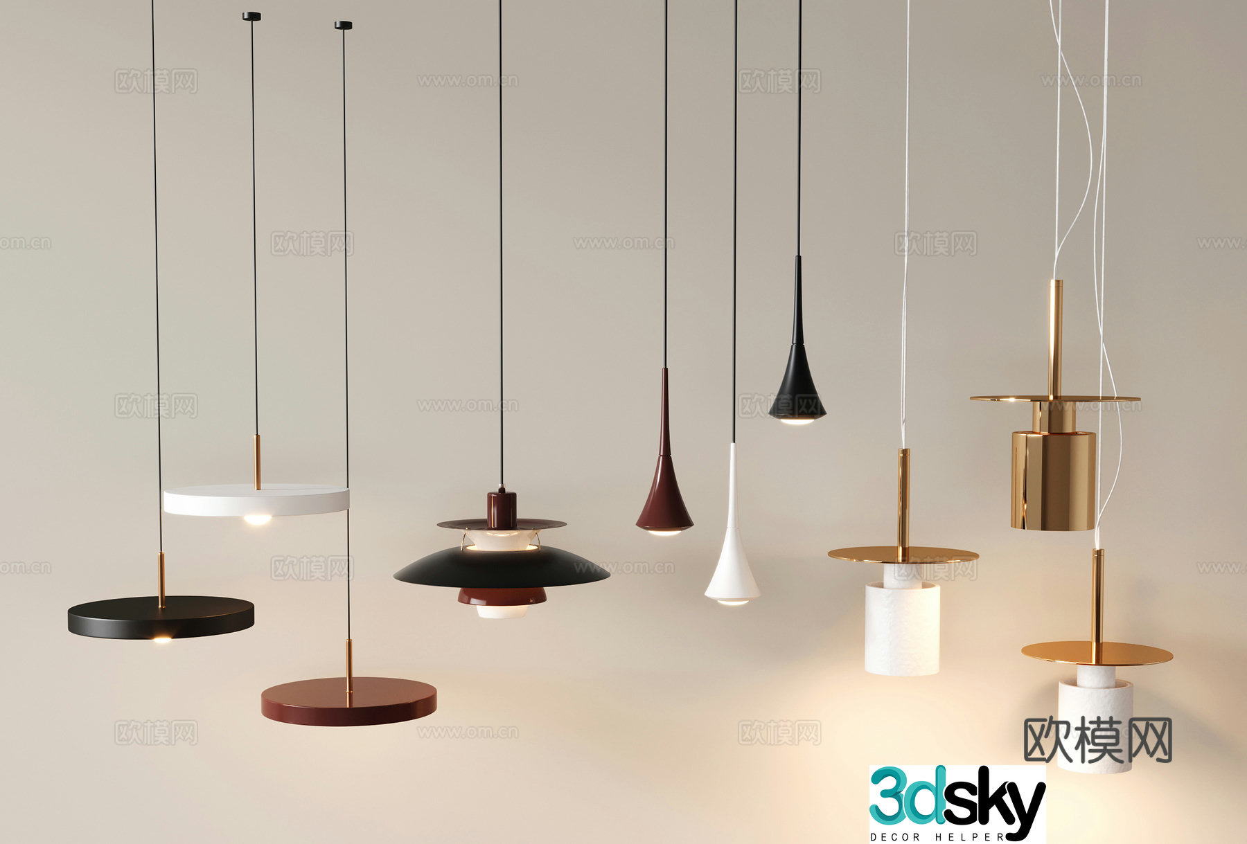 Modern chandeliers bedside head metal chandeliers multi-head chandeliers Italian chandeliers bedside head chandeliers small hangs 3D model