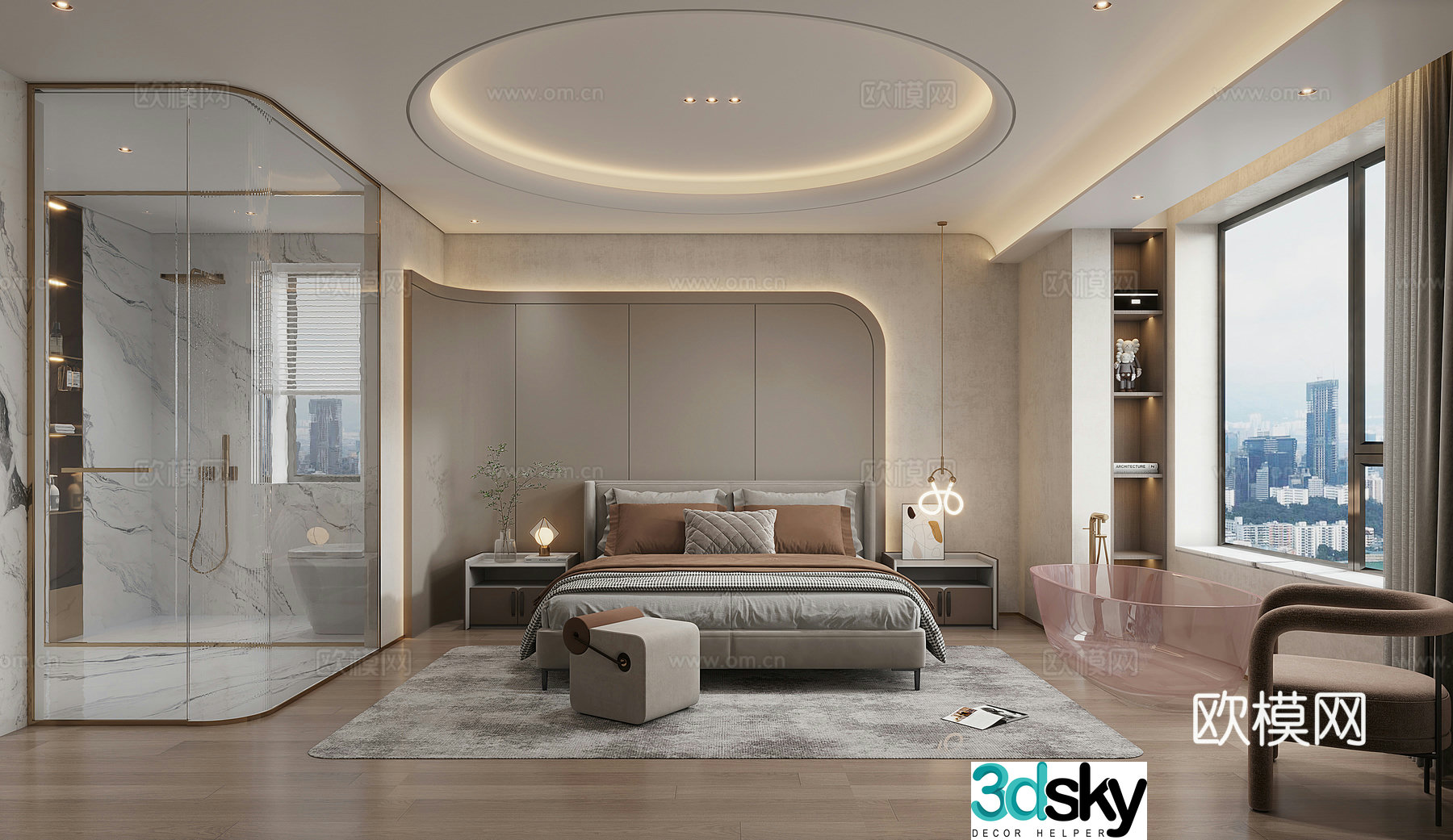 Italian bedroom modern bedroom 3d model