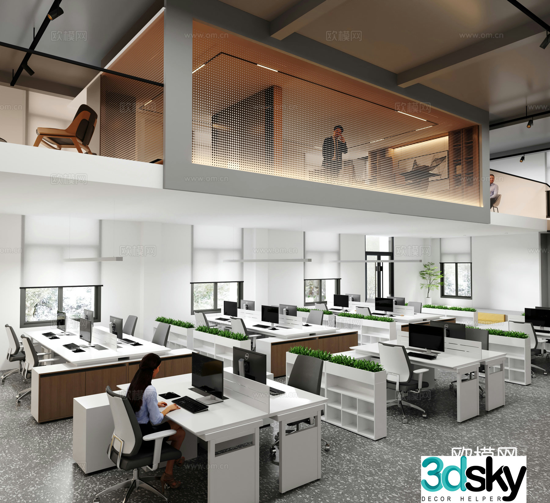 Modern public office area office 3d model