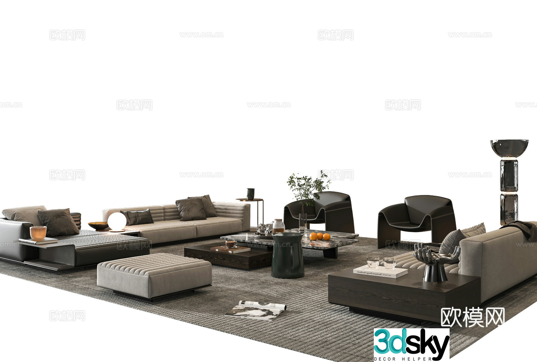 Italian sofa combination 3D model