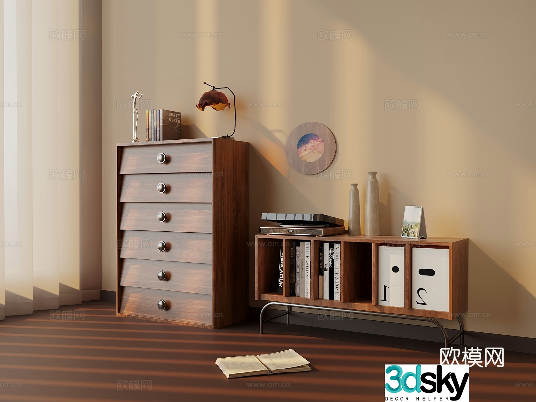 French medieval entrance cabinet 3D model
