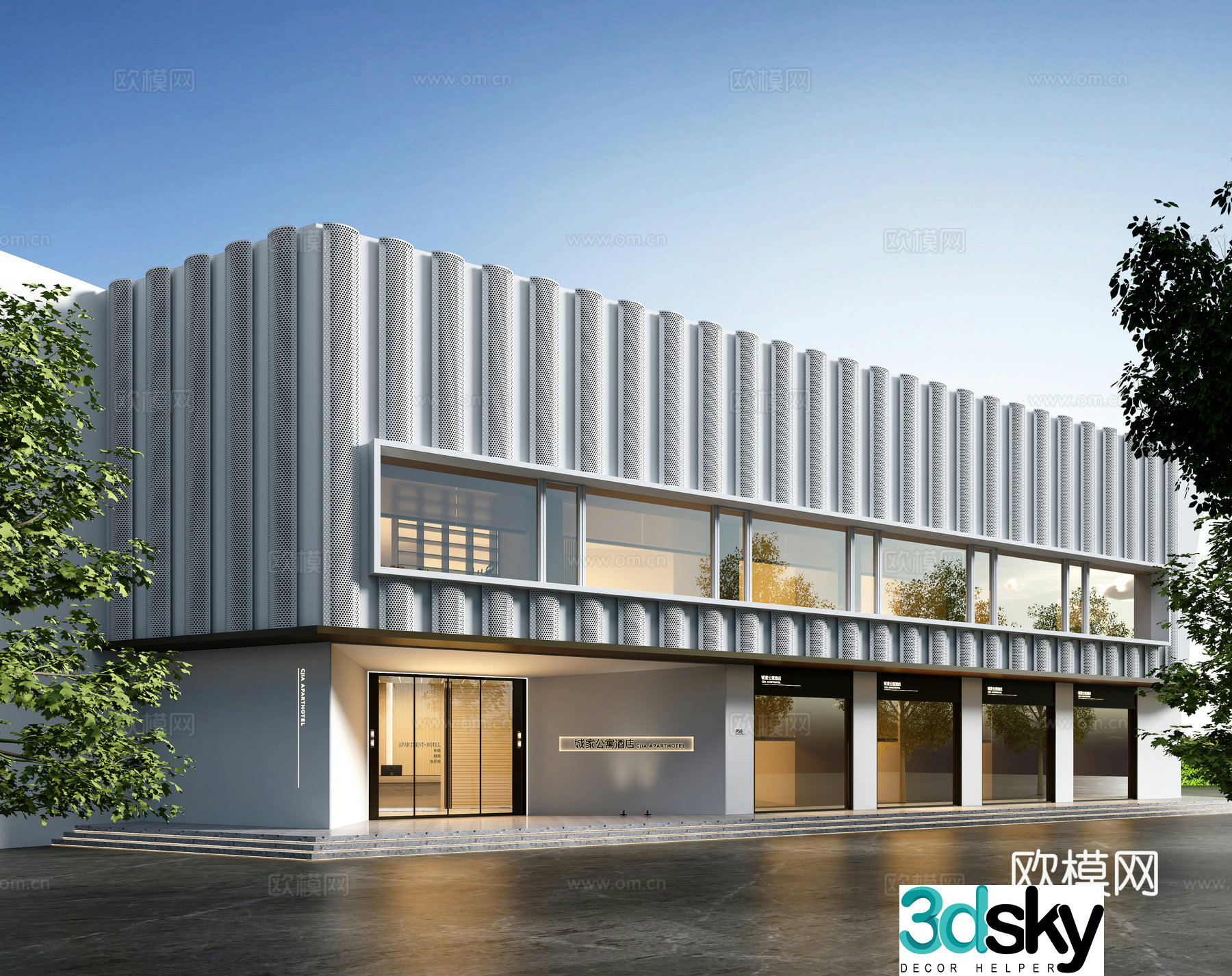 Modern hotel apartment facade 3D model