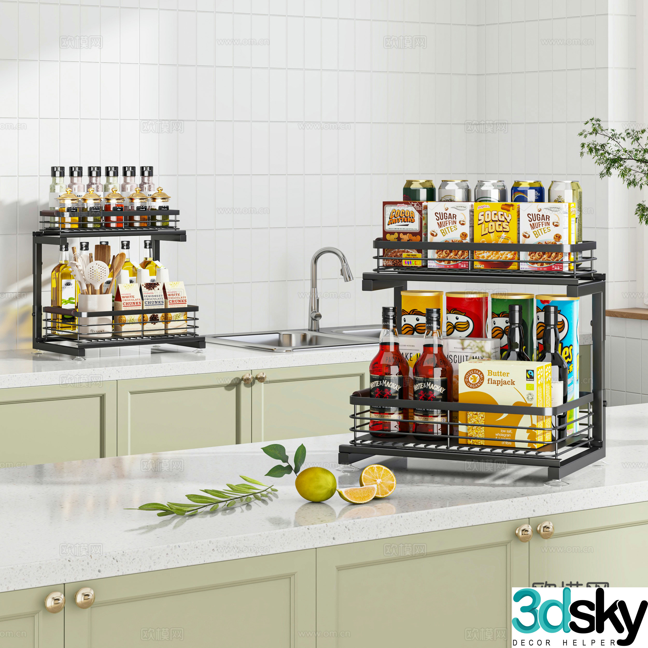 Modern kitchen seasoning rack 3d model