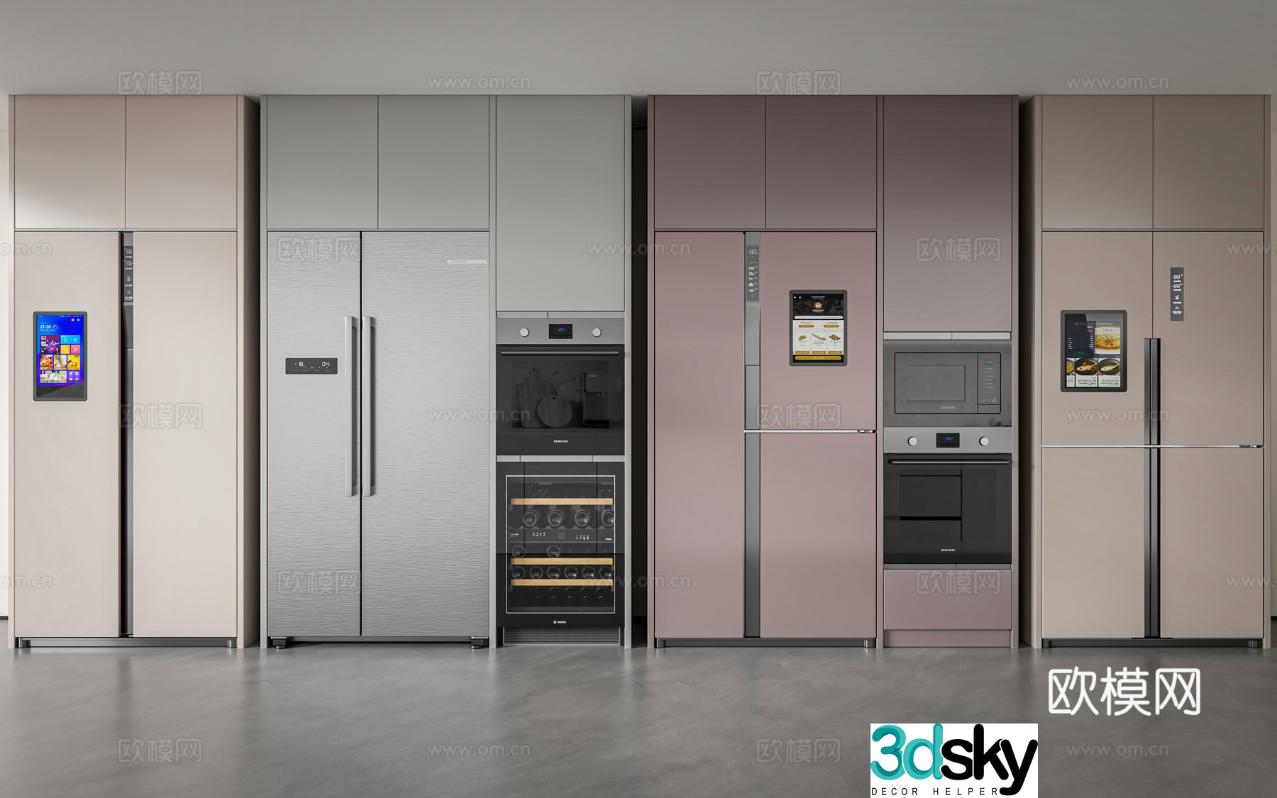Modern refrigerator double-door refrigerator three-door refrigerator double-door refrigerator smart refrigerator 3D model