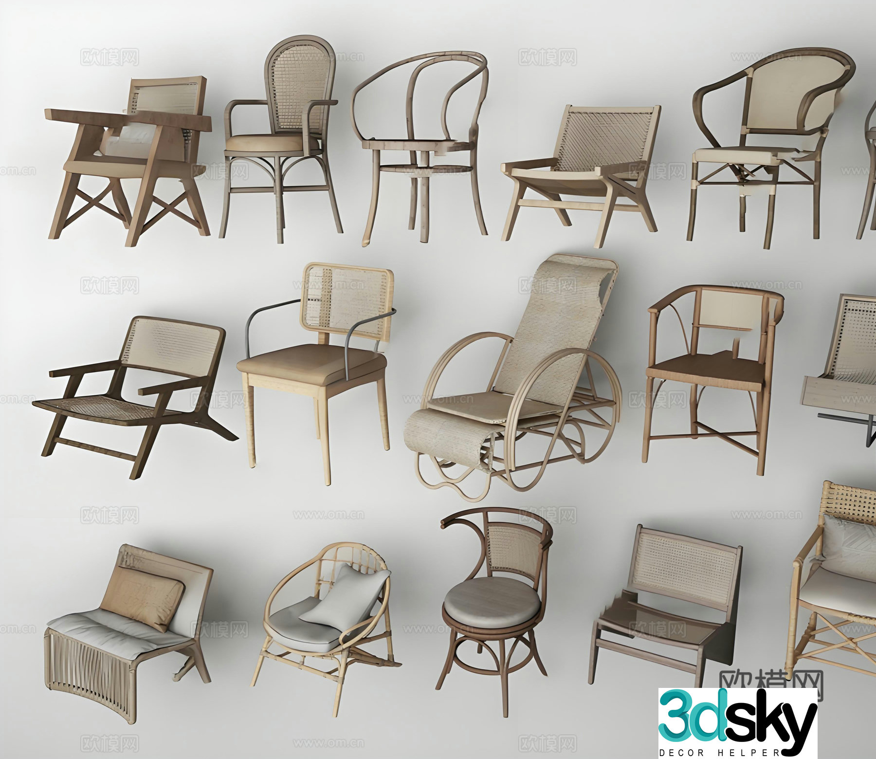Rattan leisure chair 3d model