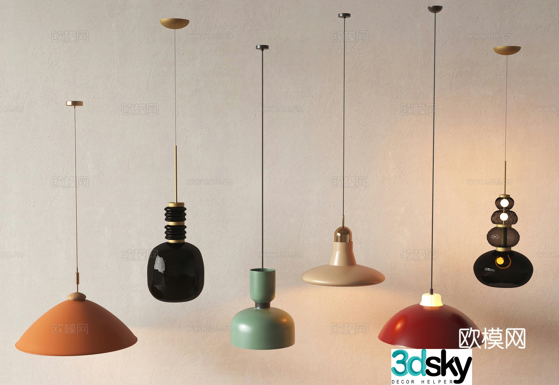 Modern Chandelier Birth Lamp Metal Bar Restaurant Bedside Lamp Single Head 3D Model