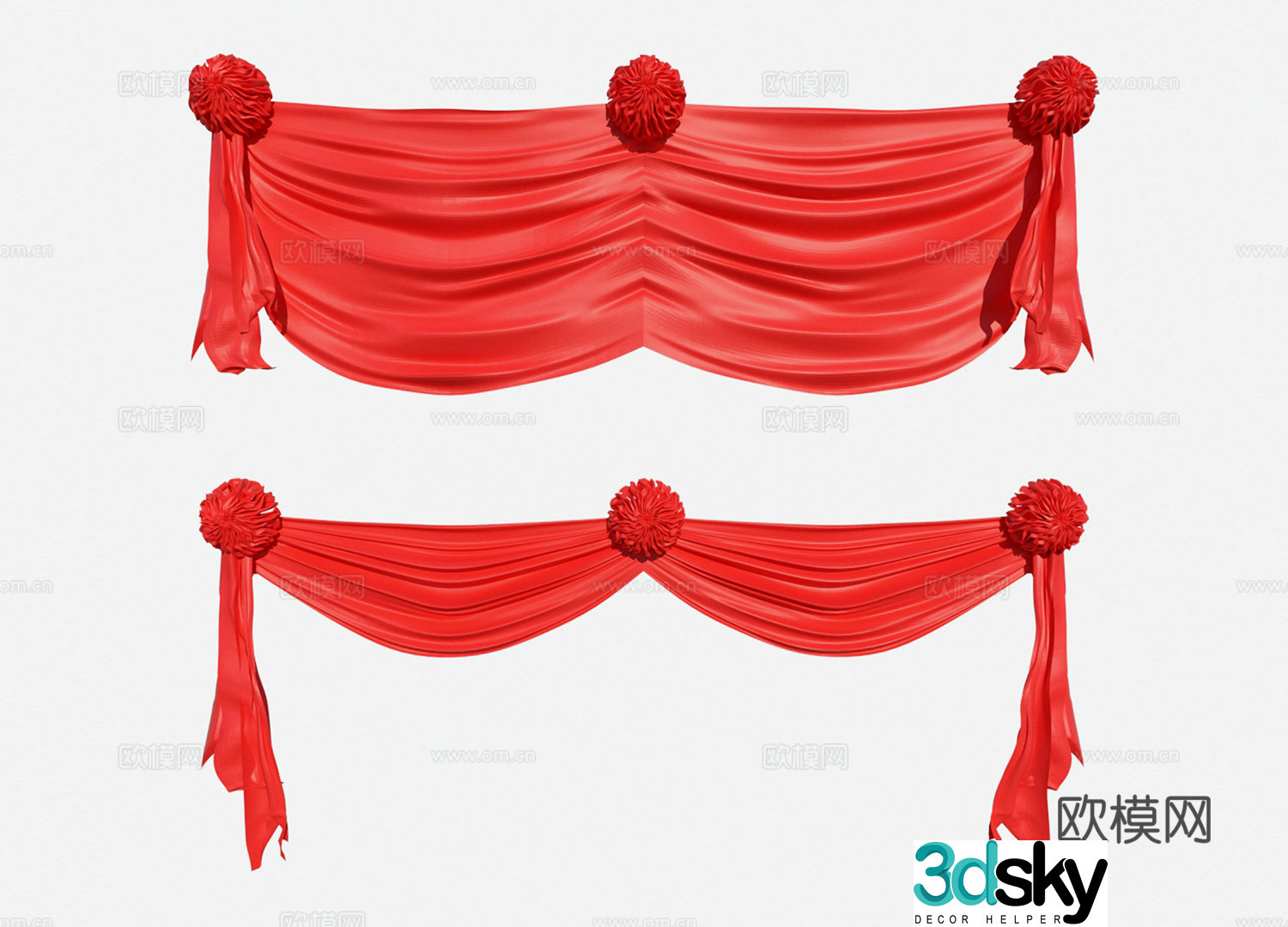 Big red flower ball embroidery ball red thick cloth opening and opening ribbon cutting ceremony 3D model