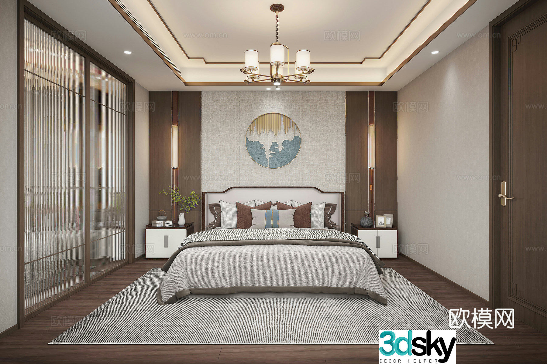 New Chinese bedroom 3D model