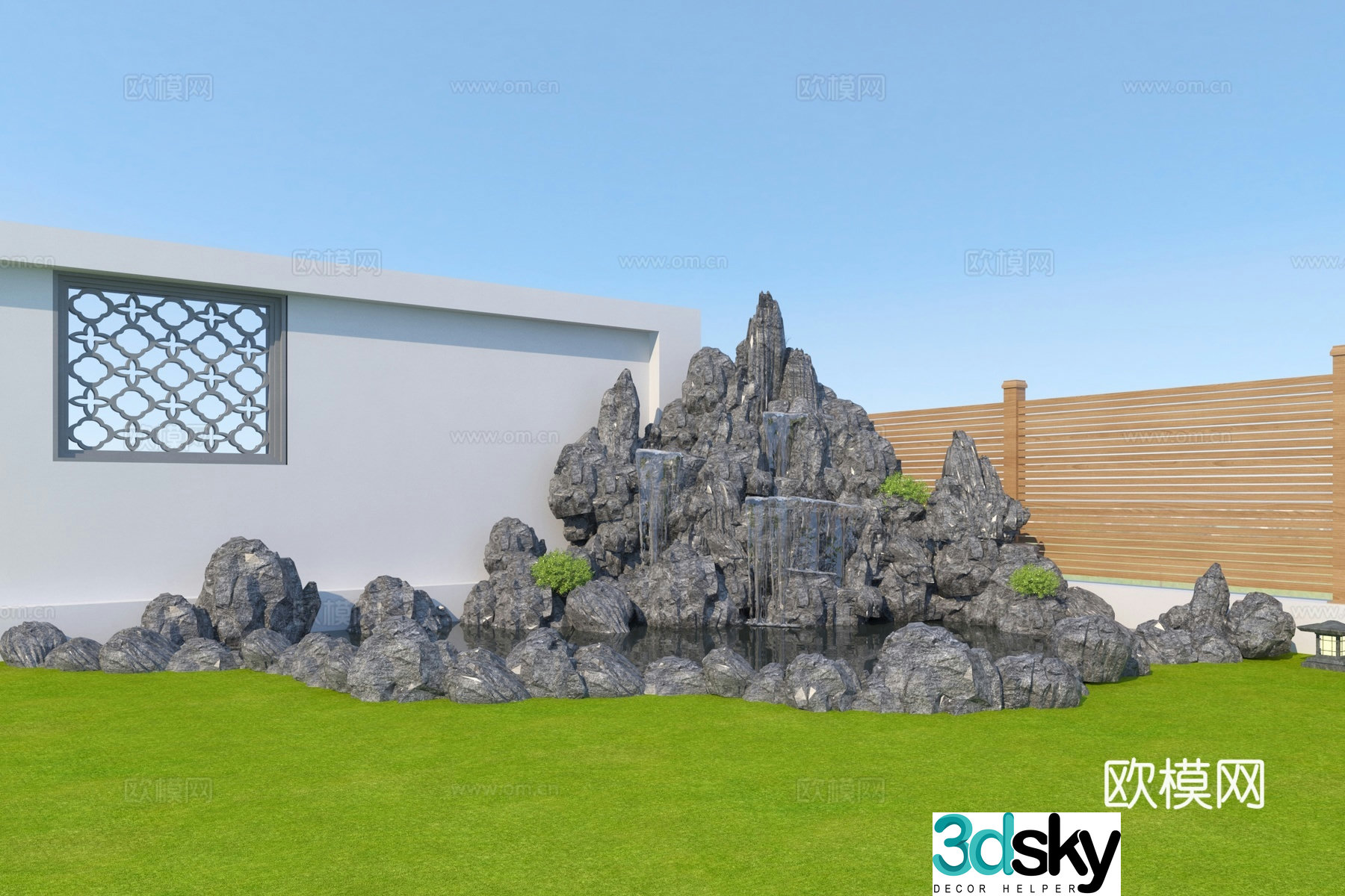 New Chinese style rockery waterscape 3D model