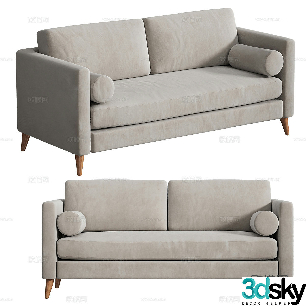 Modern fabric double sofa 3d model