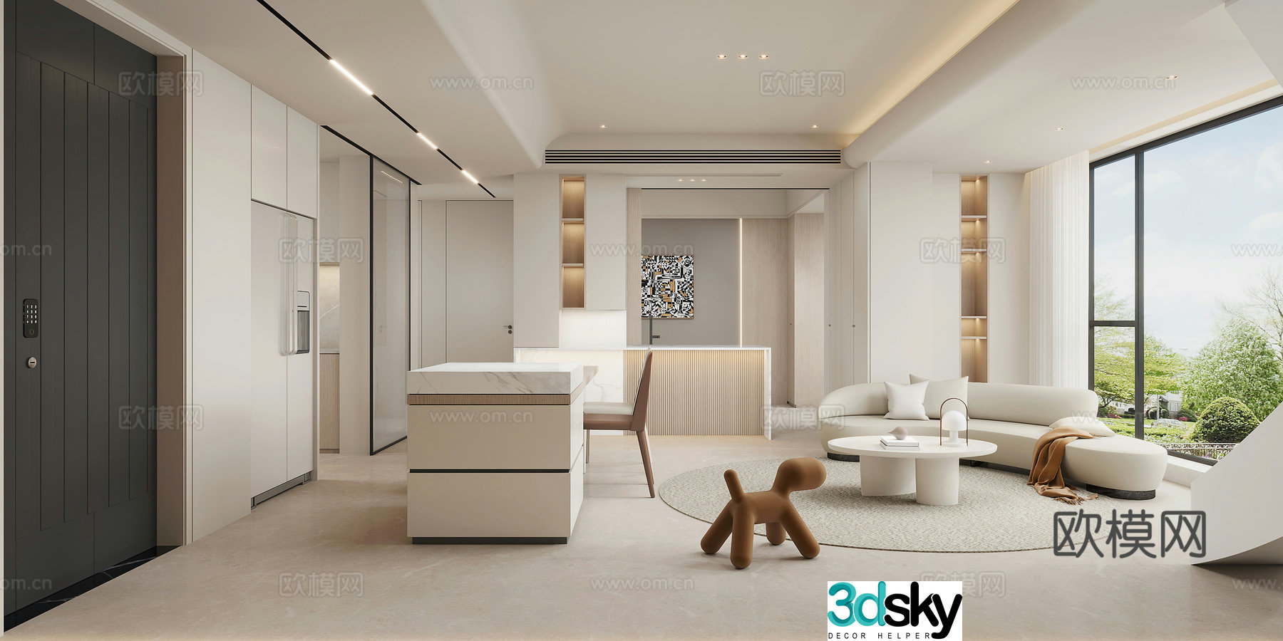 Creamy Style Restaurant 3D Model