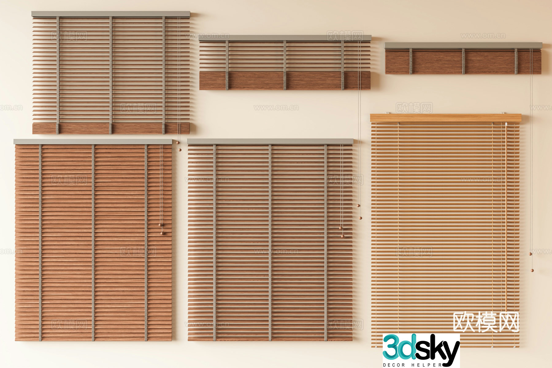 Middle-aged venetian blinds New Chinese style venetian blinds Medium-aged retro venetian blinds Bamboo curtains Rolling curtains Curtains 3D model