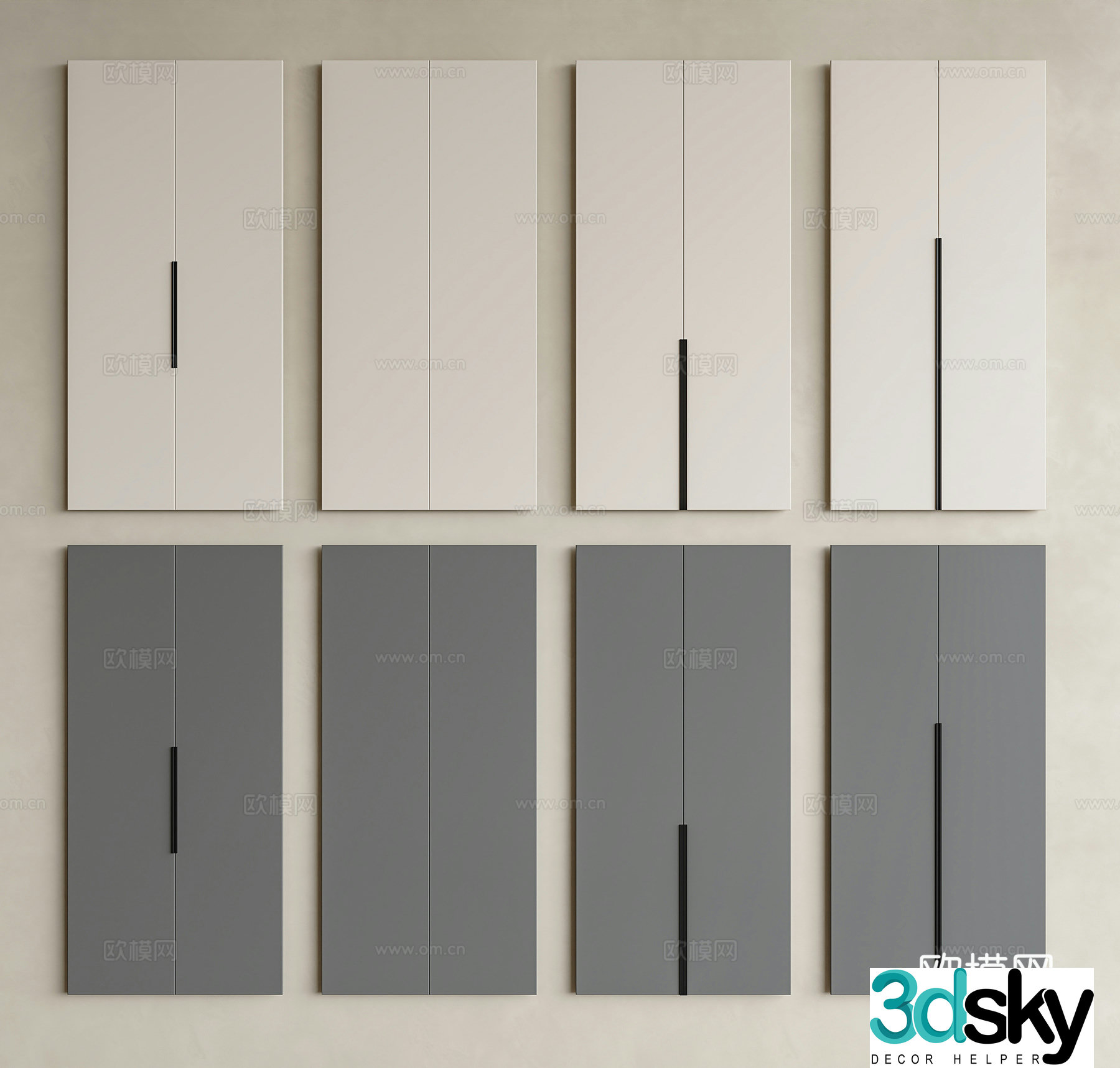 Modern cabinet door wardrobe cabinet door minimalist cabinet door cream fume cabinet door shoe cabinet door wine cabinet door 3D model