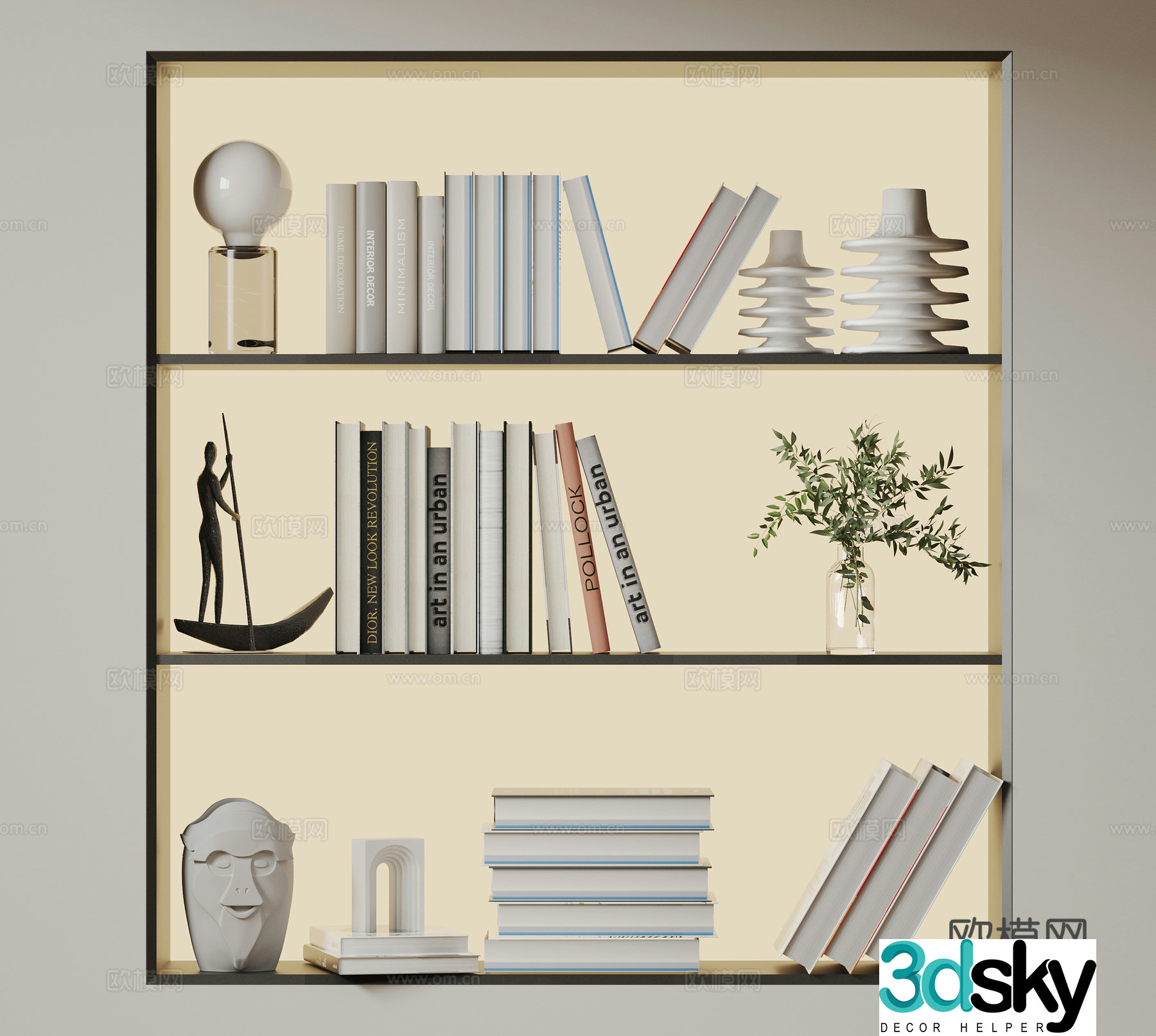 Modern ornament combination Minimalist ornament sculpture Books and books Vase ceramic 3d model