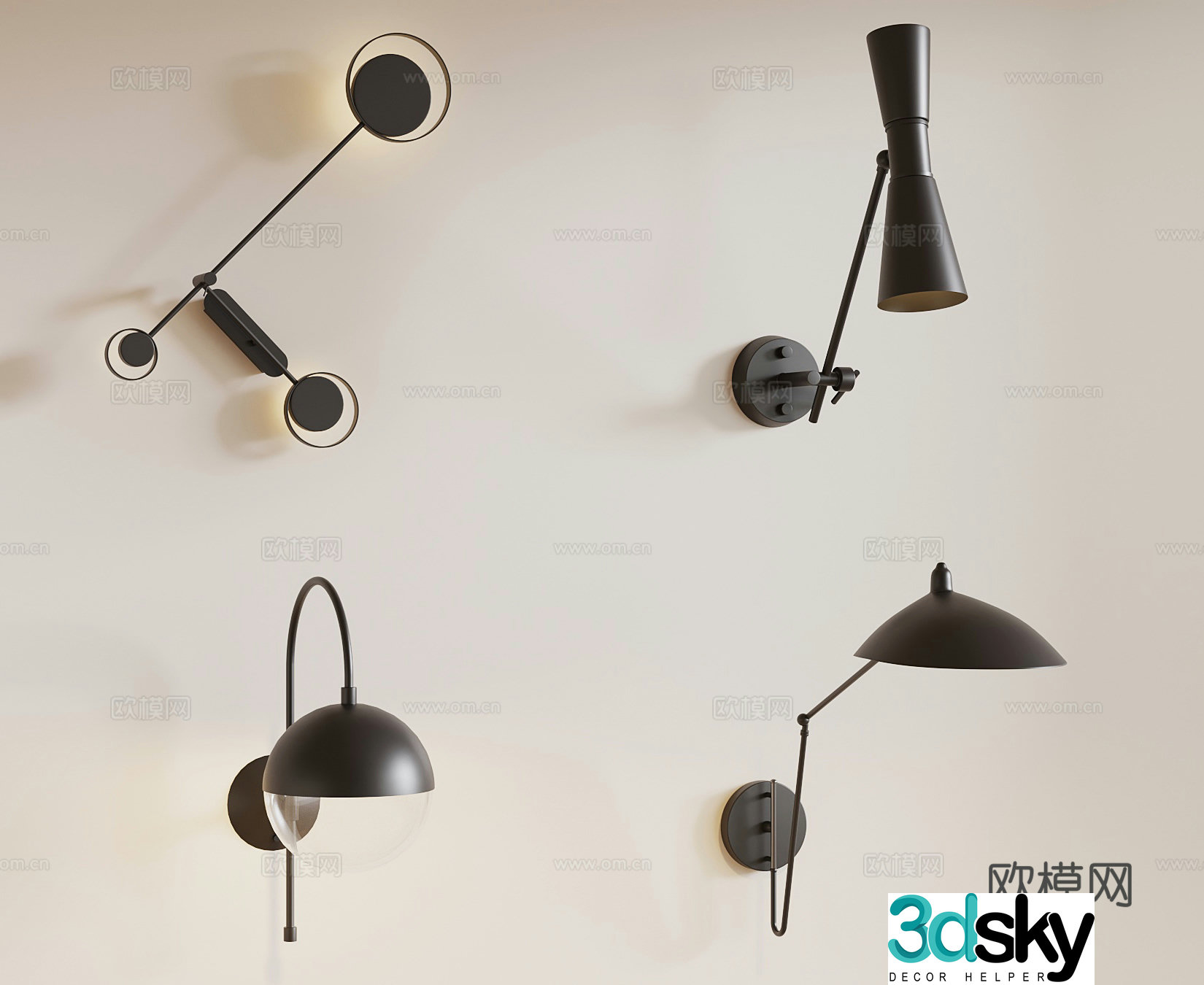 Modern small wall lamp bedside lamp decorative lamp 3d model