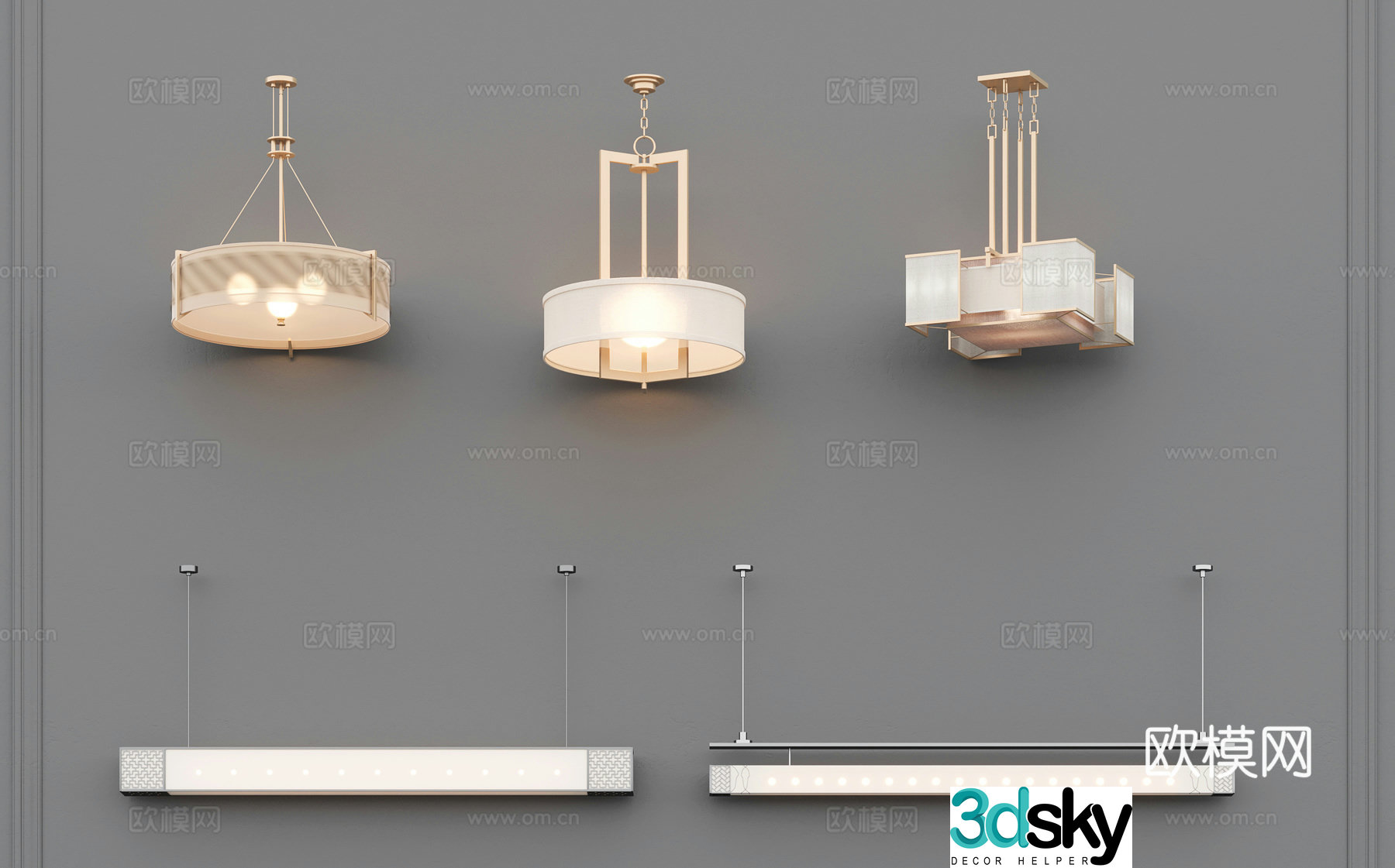 New Chinese style chandelier long chandelier study decorative chandelier artistic chandelier 3D model