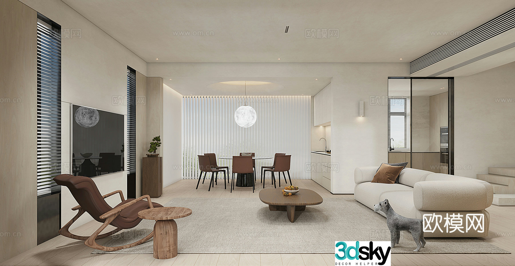 Wasabi Wind Living Room Cream Wind Living Room 3D Model