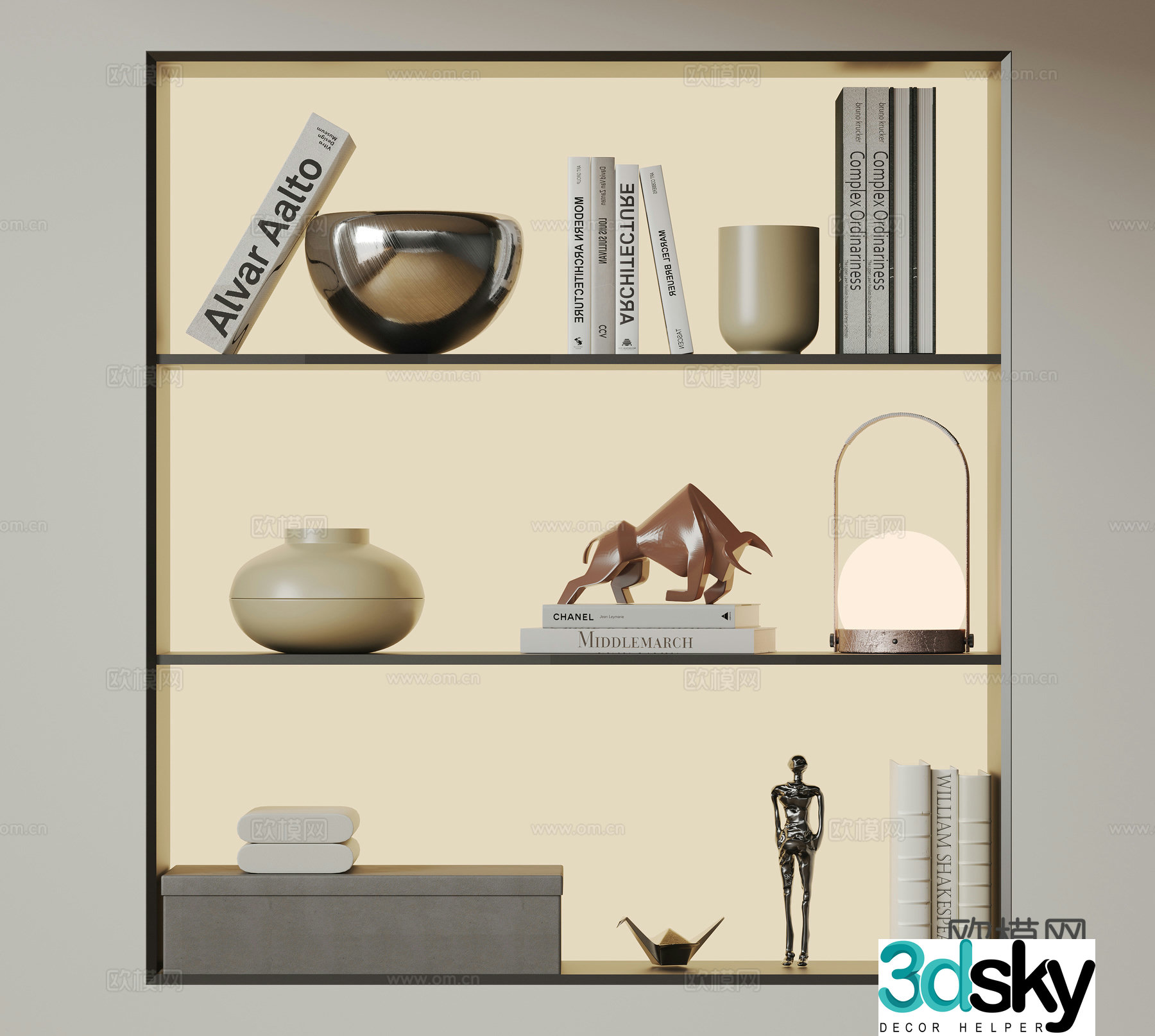 Modern ornament combination Minimalist ornament sculpture Books and books Vase ceramic 3d model