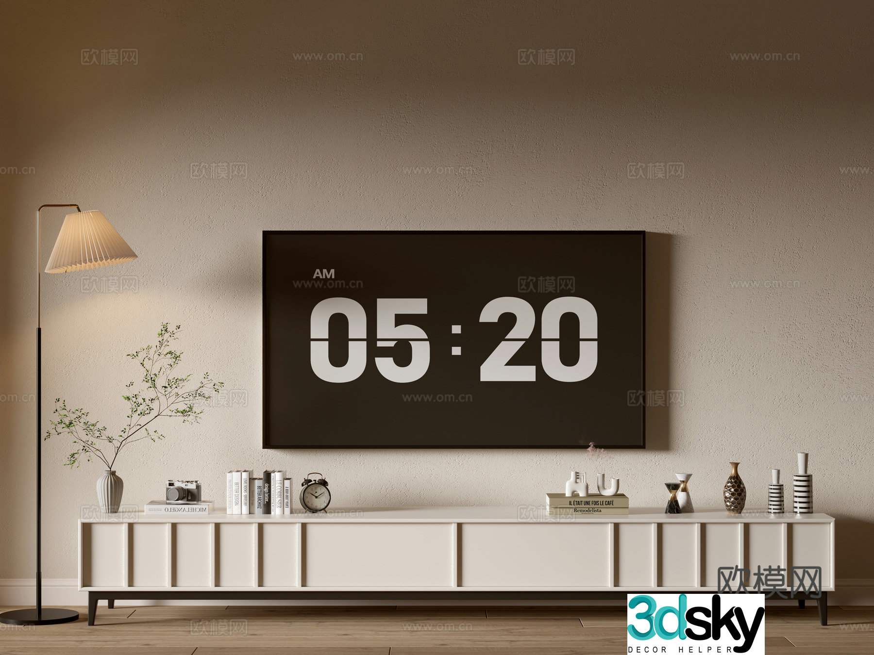 Modern cream-style TV cabinet overall cabinet sideboard balcony cabinet storage cabinet entrance entrance 3D model