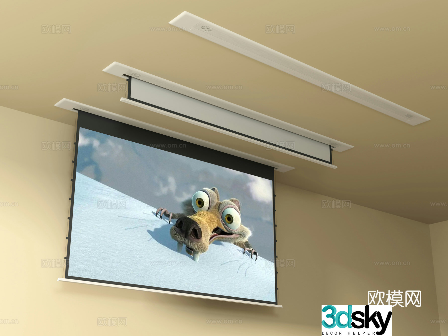 Projection screen Hidden screen Electric curtain 3d model