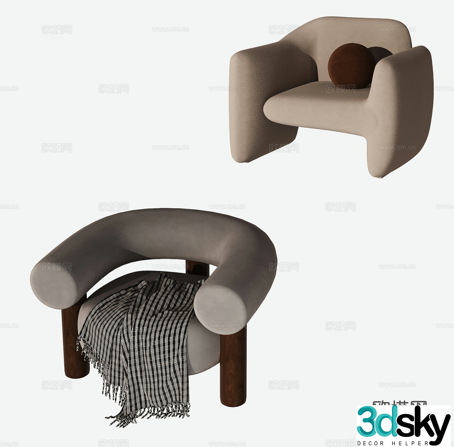 Modern furniture single sofa lazy sofa casual sofa 3d model