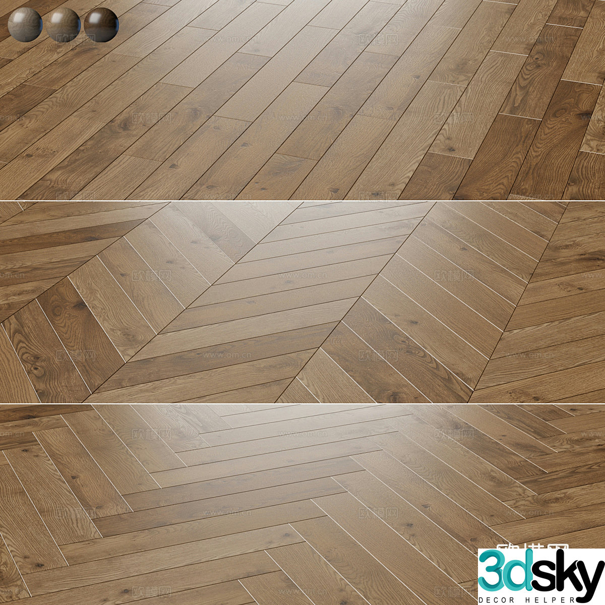 New Chinese wooden floor material 3D model