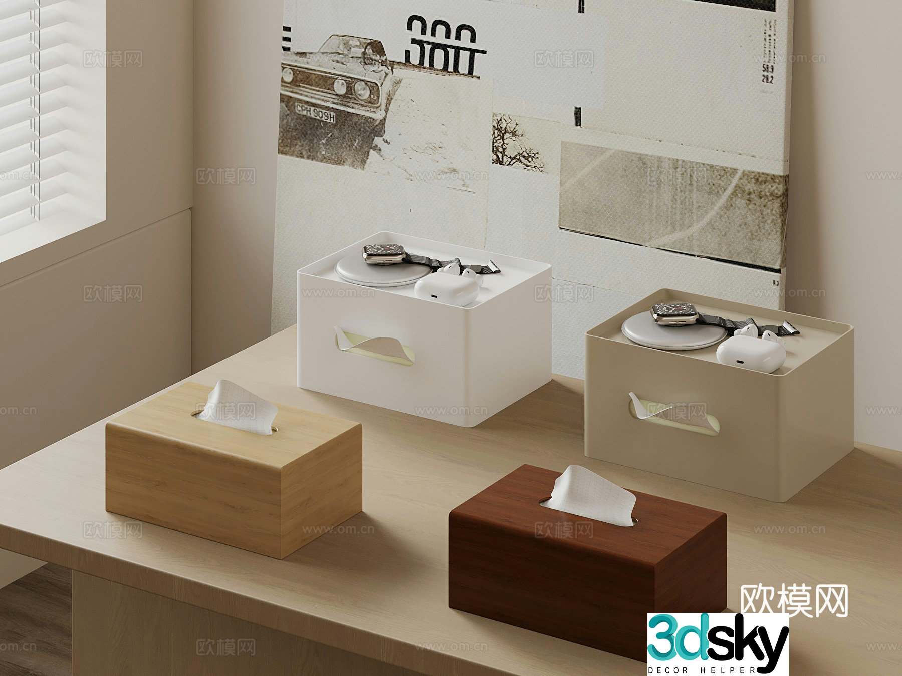 Modern paper drawing carton watch 3d model
