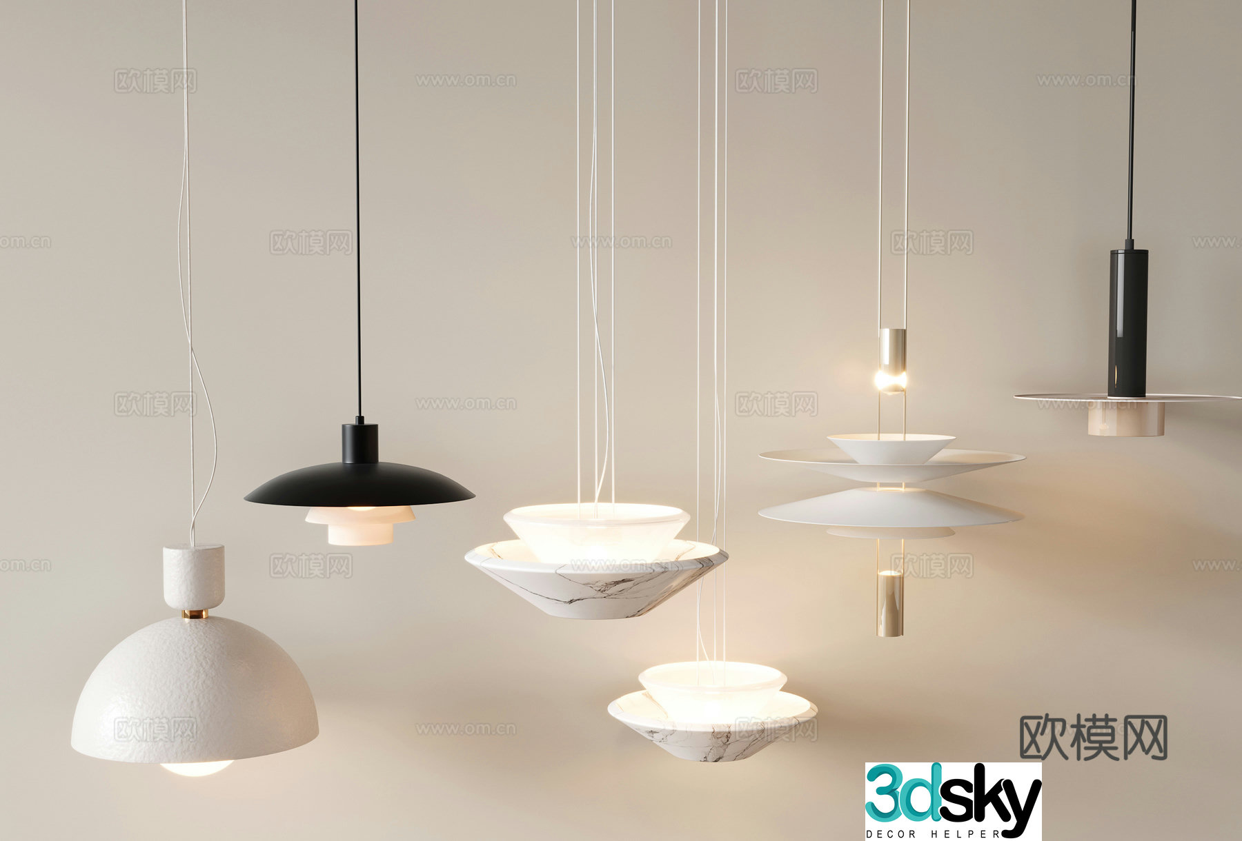 Modern chandeliers bedside head metal chandeliers multi-head chandeliers Italian chandeliers bedside head chandeliers small hangs 3D model