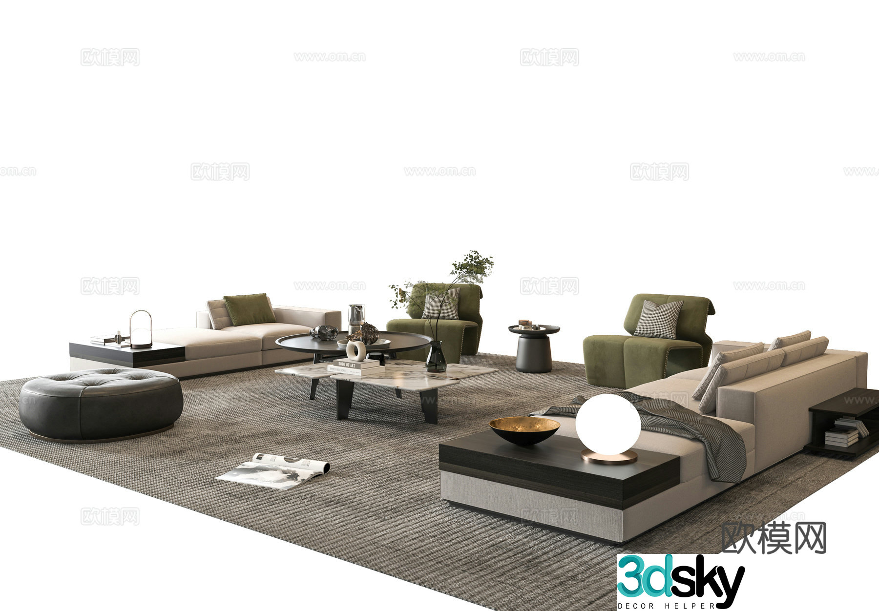Italian sofa combination 3D model