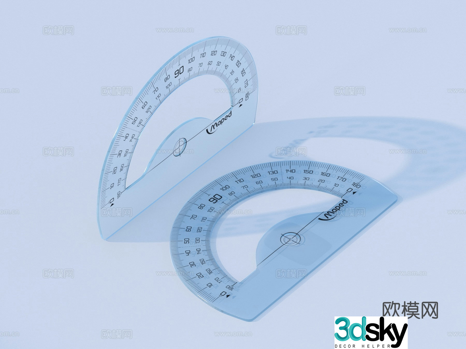 Protractor Triangle Board Stationery School Supplies 3D Model