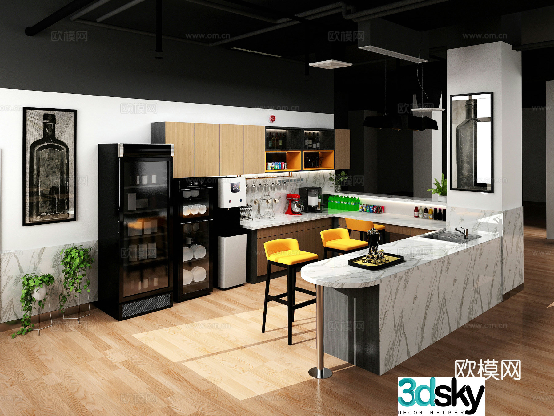 Modern tea room office area tea room tea room bar bar bar 3d model
