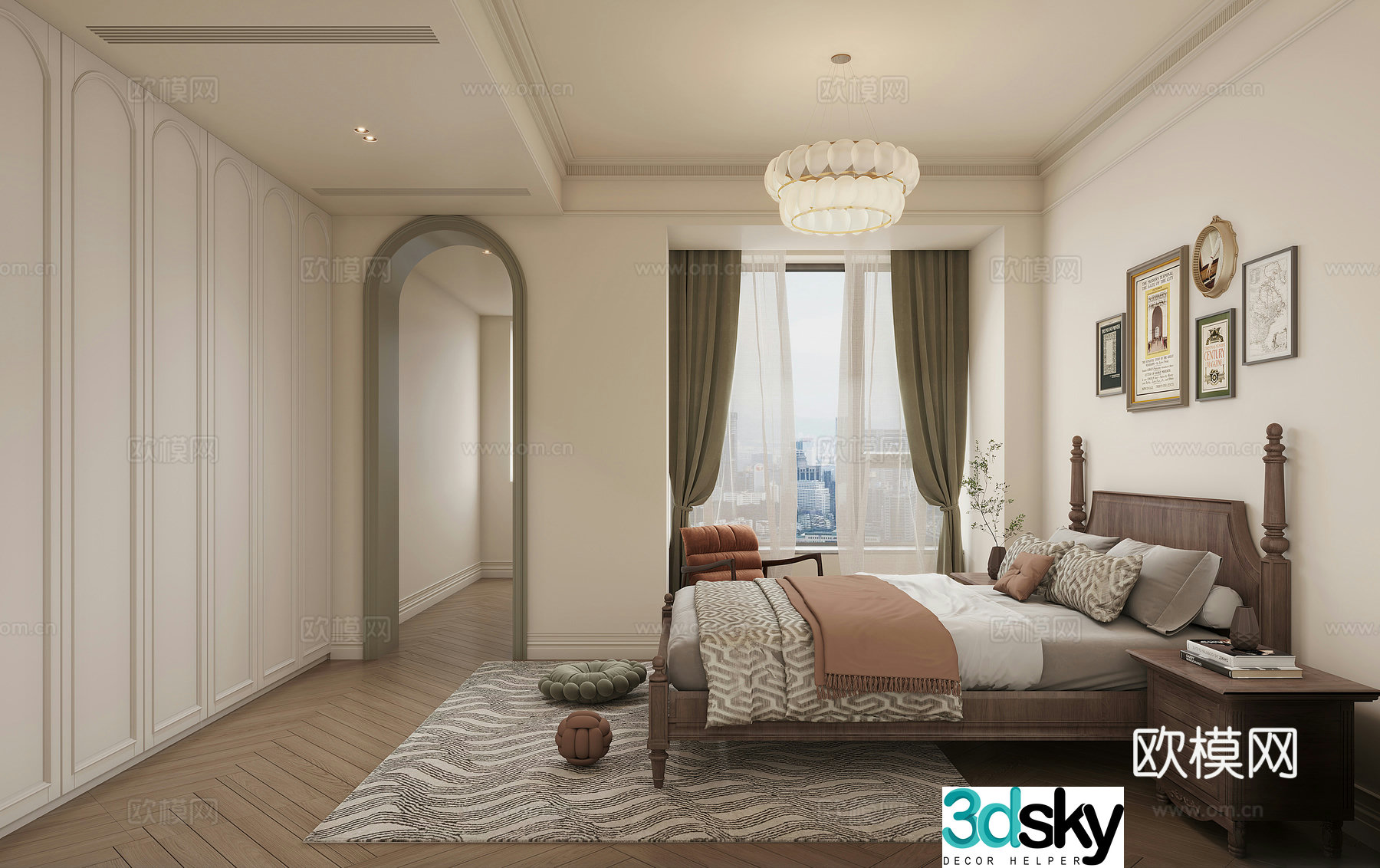 American bedroom 3d model