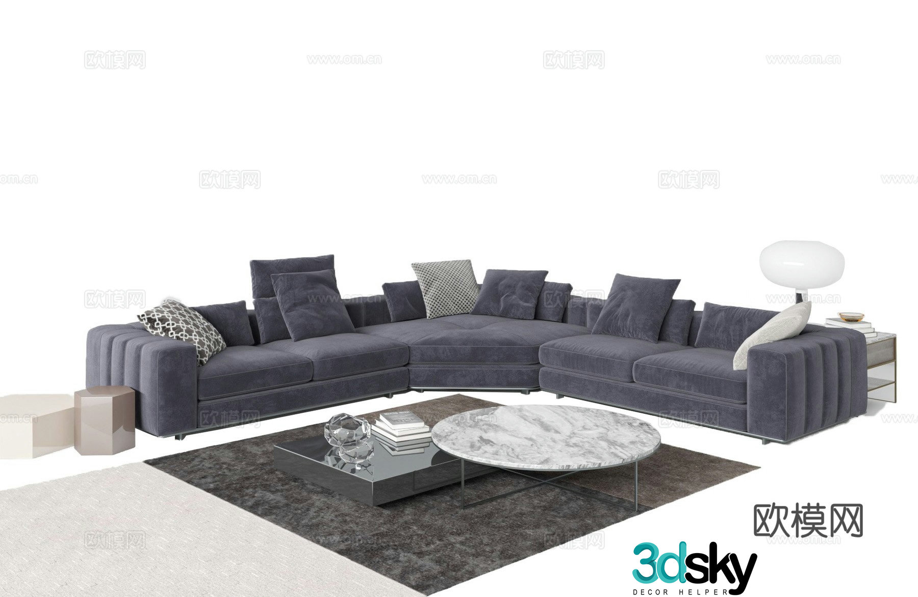 Modern light luxury style sofa set 3D model 3D model