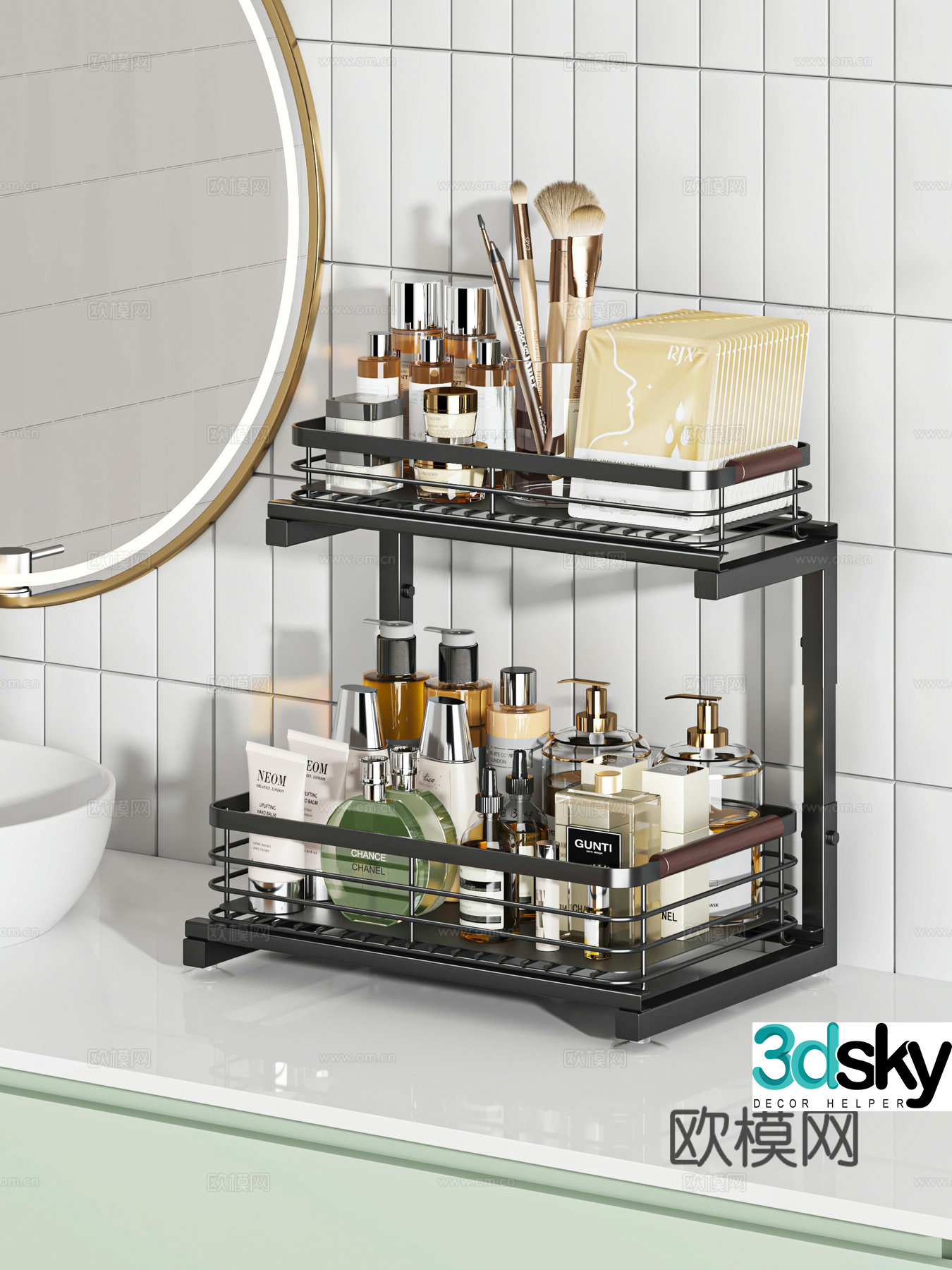 Modern cosmetics bathroom shelf 3D model