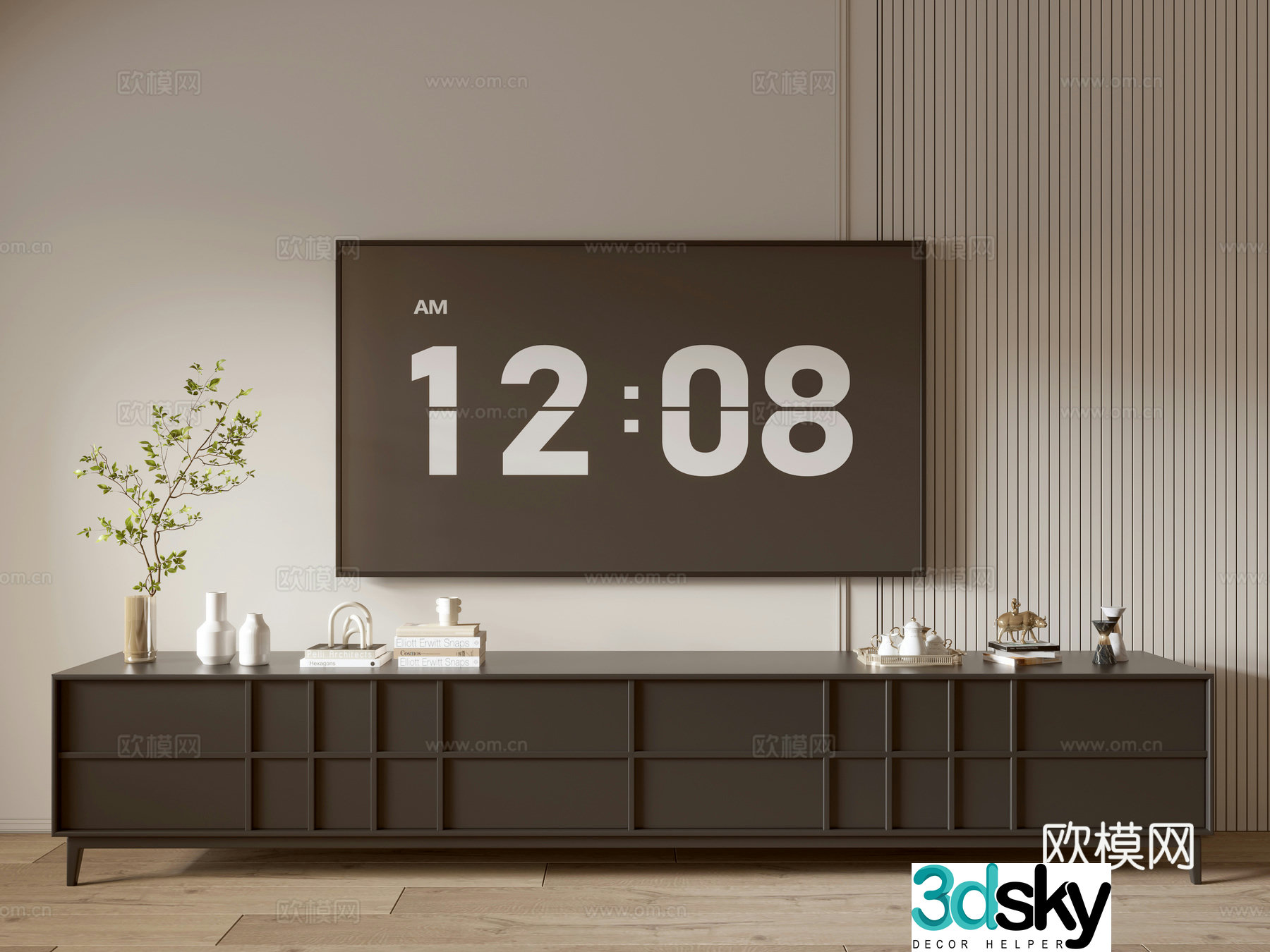 Modern black TV cabinet sideboard balcony cabinet storage cabinet entrance entrance cabinet 3D model