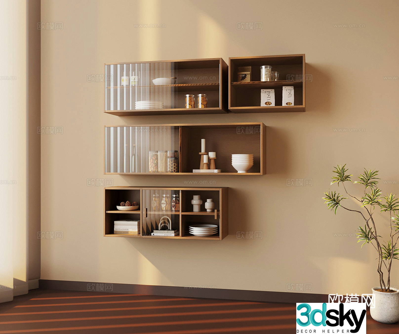 Wasabi Middle Style Locker Wall Decoration 3D Model