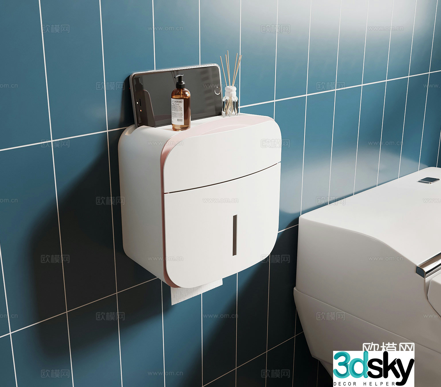 Modern wall-mounted tissue box cardboard box 3d model