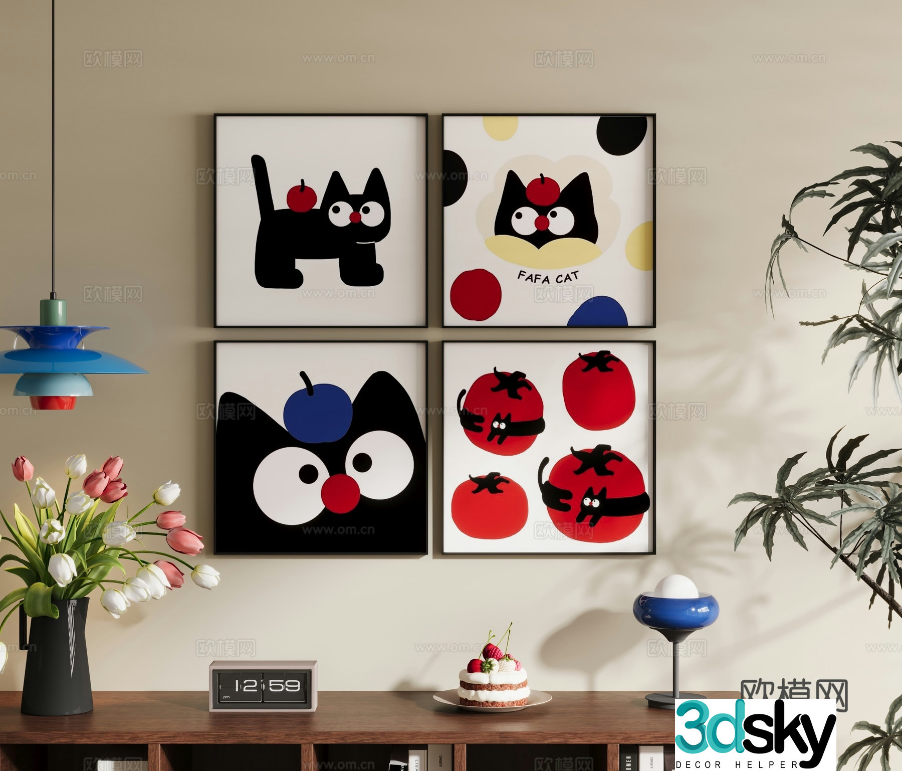 Modern dopamine children’s decorative painting 3d model