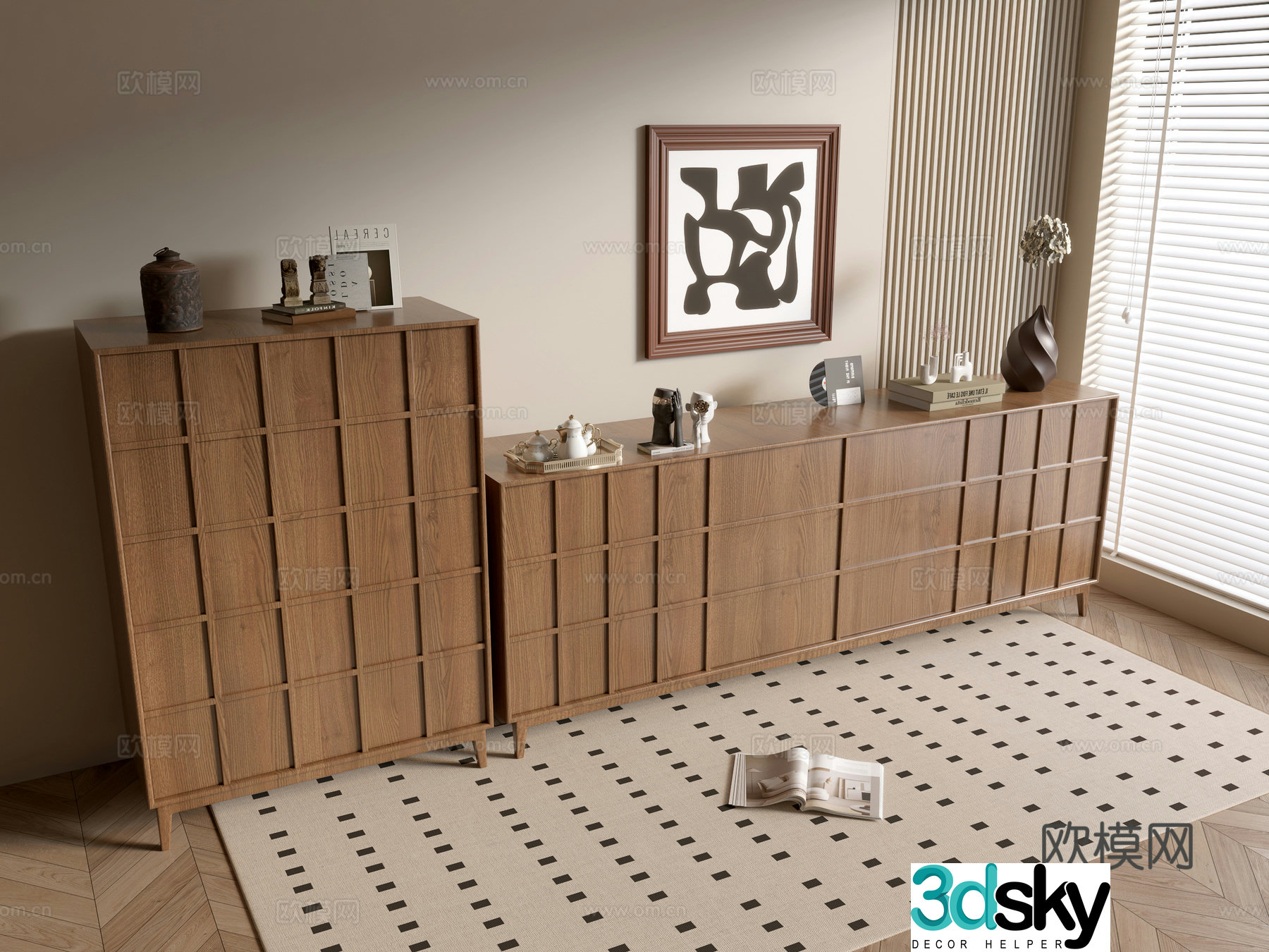 Modern wood grain cabinet minimalist wind cabinet whole cabinet sideboard cabinet balcony cabinet storage cabinet 3d model