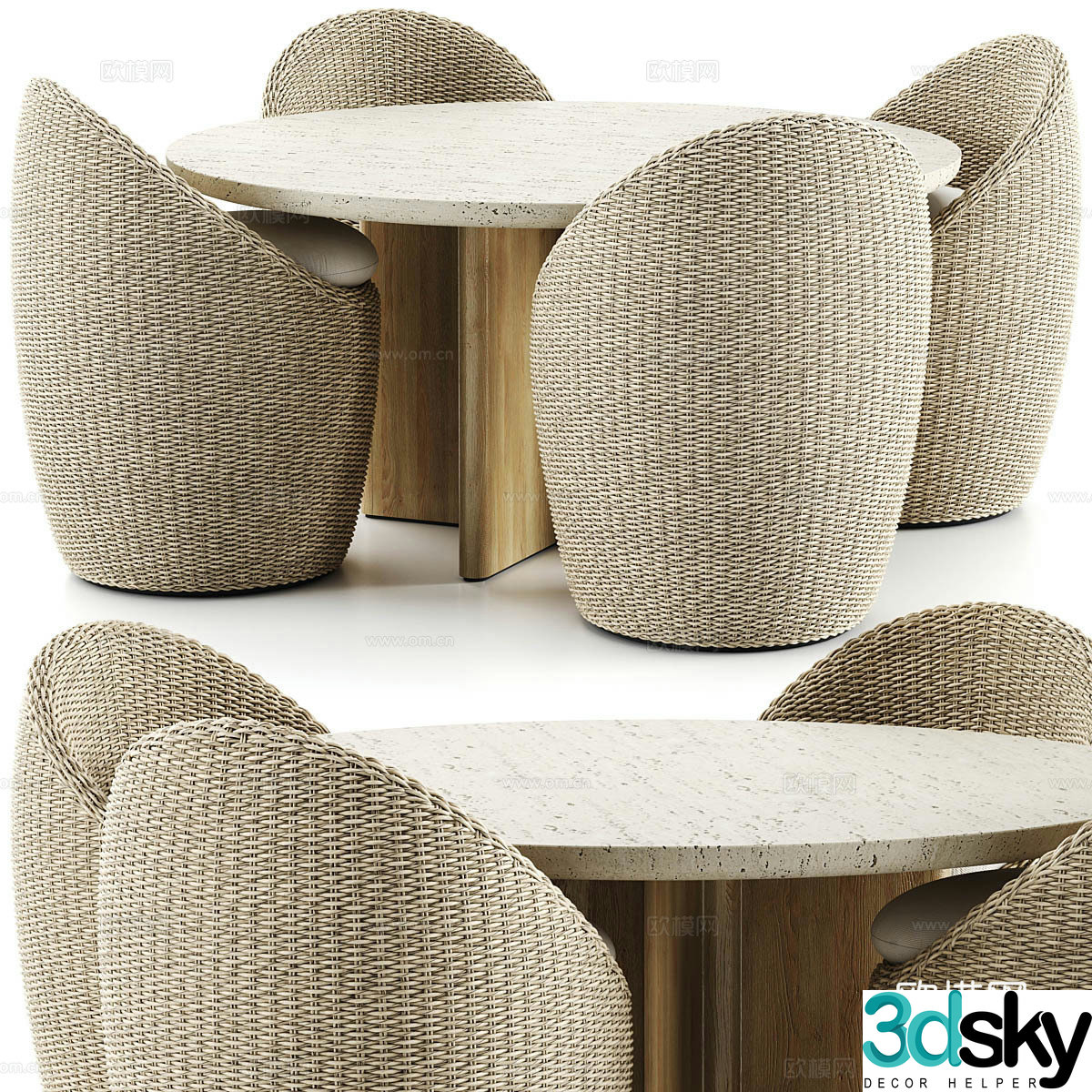 Harbour outdoor casual dining table and chair 3d model