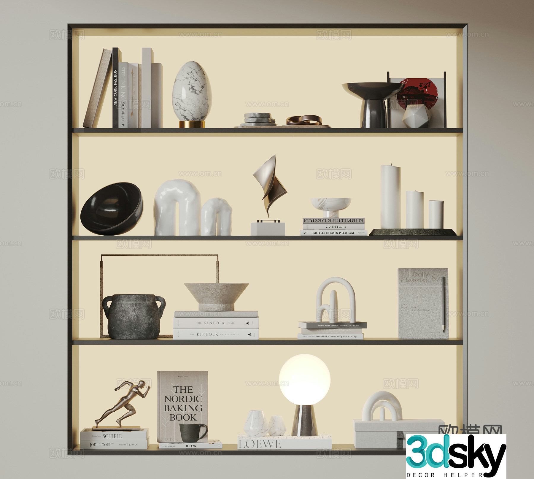 Modern ornament combination Minimalist ornament sculpture Books and books Vase ceramic 3d model