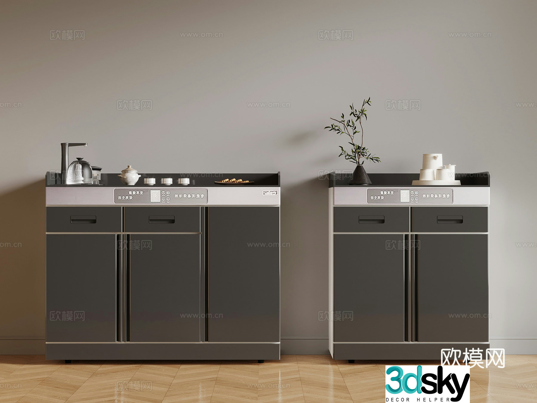 Modern disinfection cabinet tea bar machine tea set 3D model