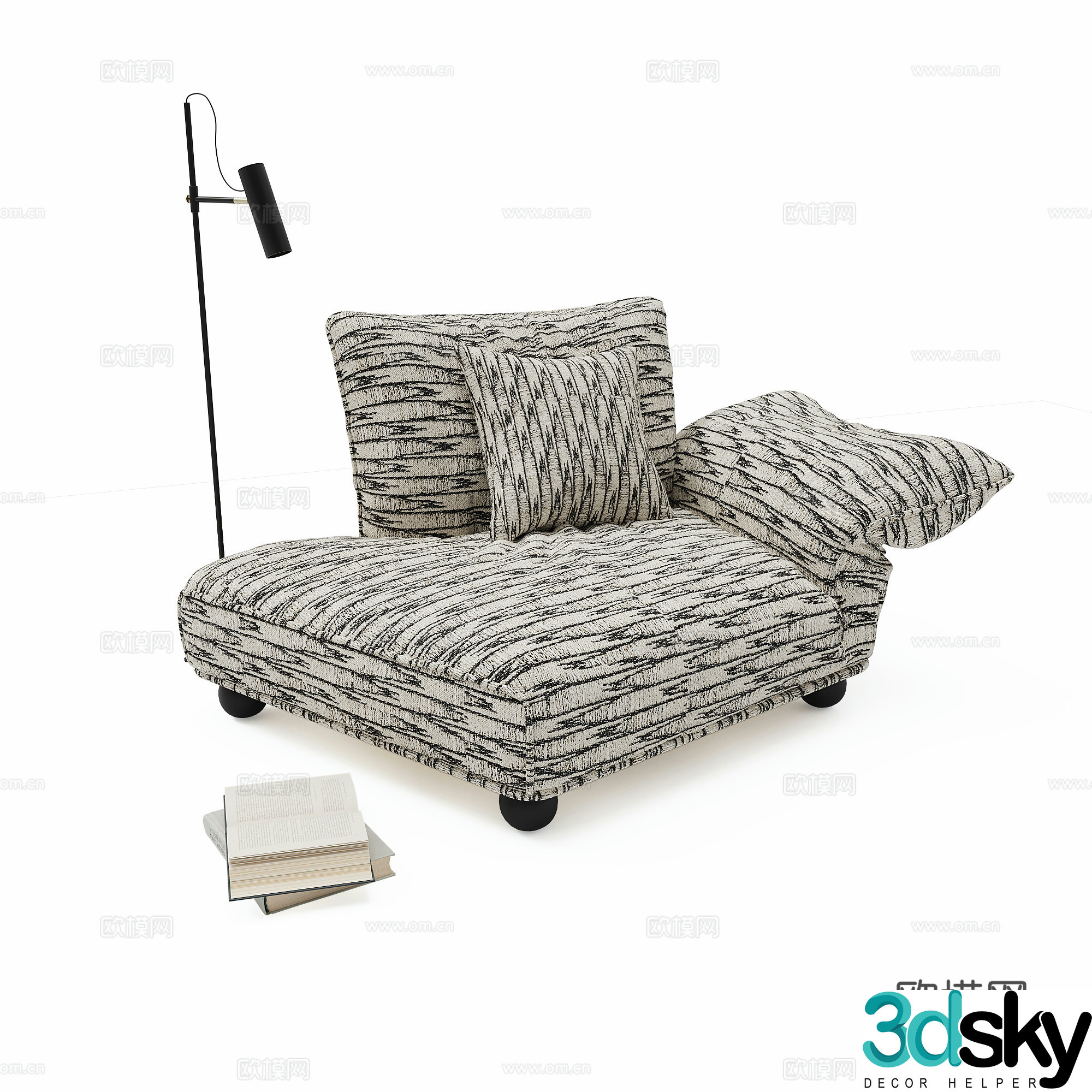 Single sofa casual sofa fabric sofa 3d model