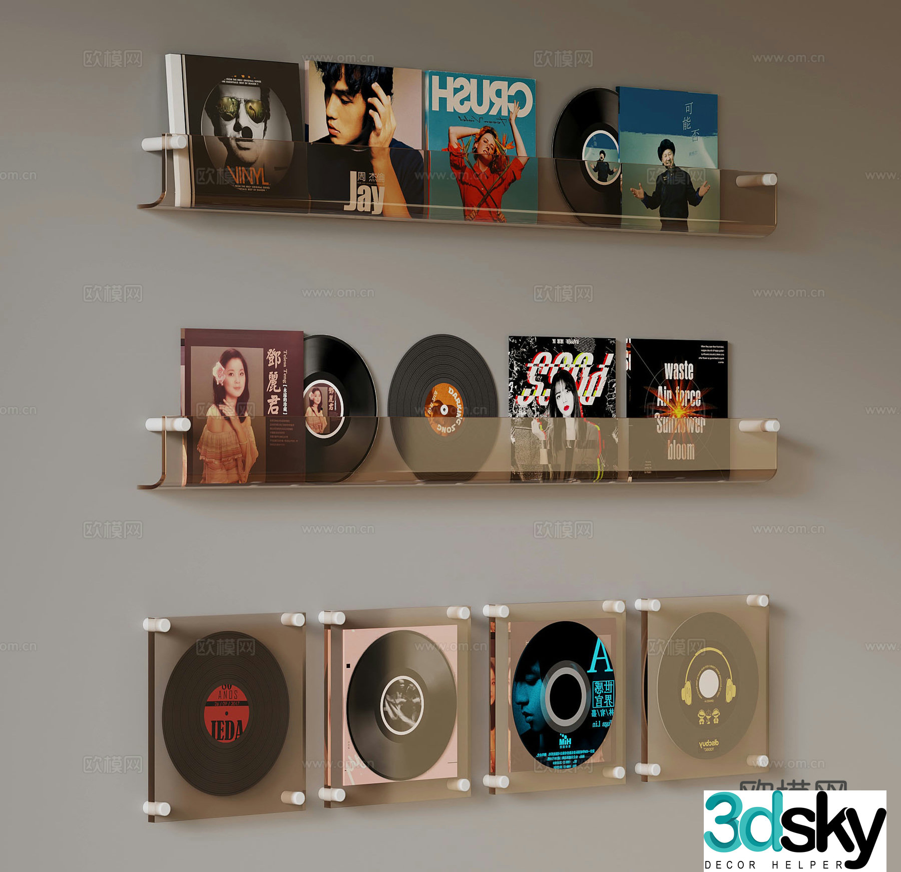 Modern Records Books 3D Model