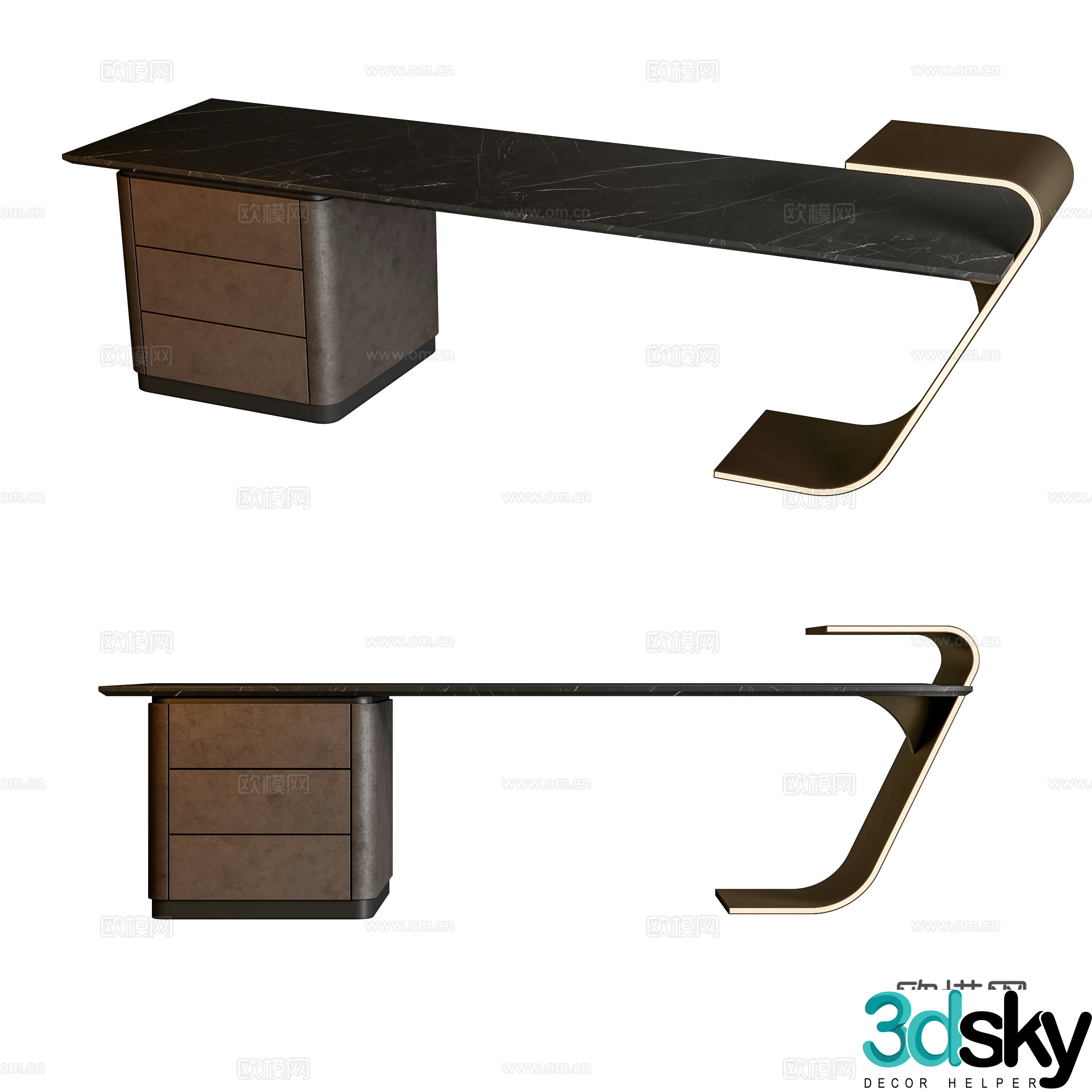 Modern office desk 3d model