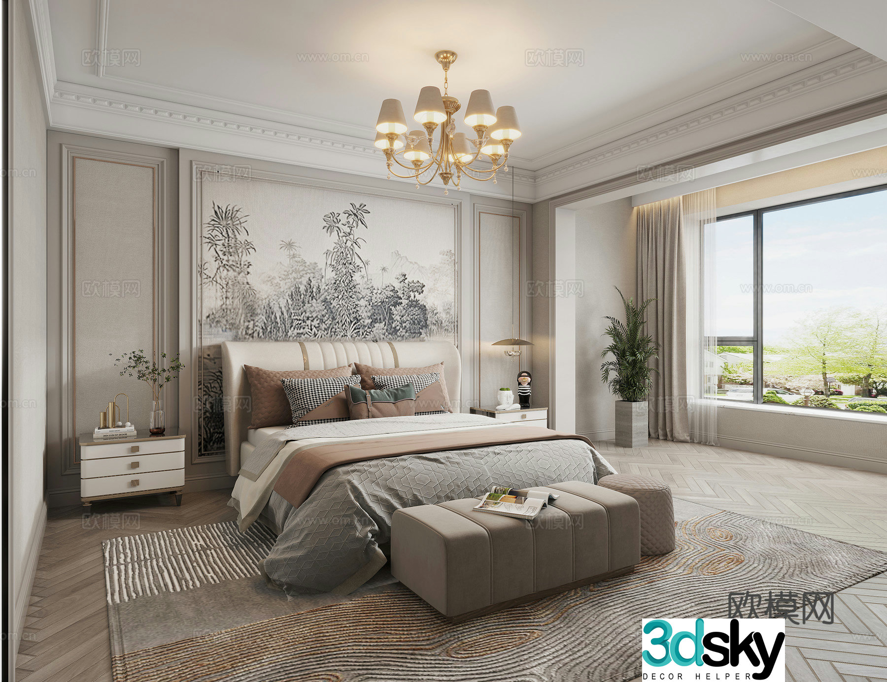 American bedroom French bedroom 3d model
