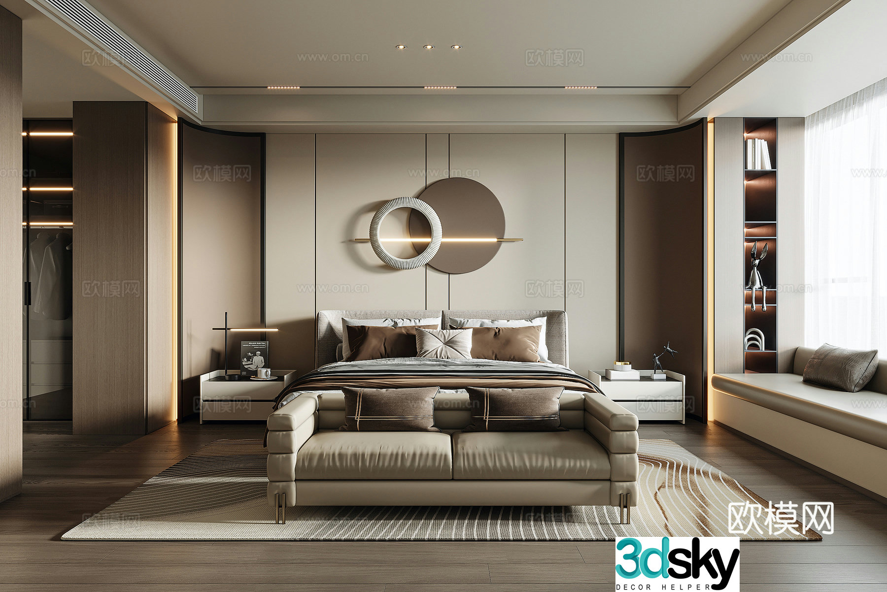 Modern light luxury bedroom 3d model